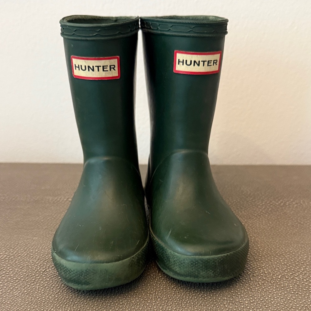 Hunter Dark Green Kids Rain Boots